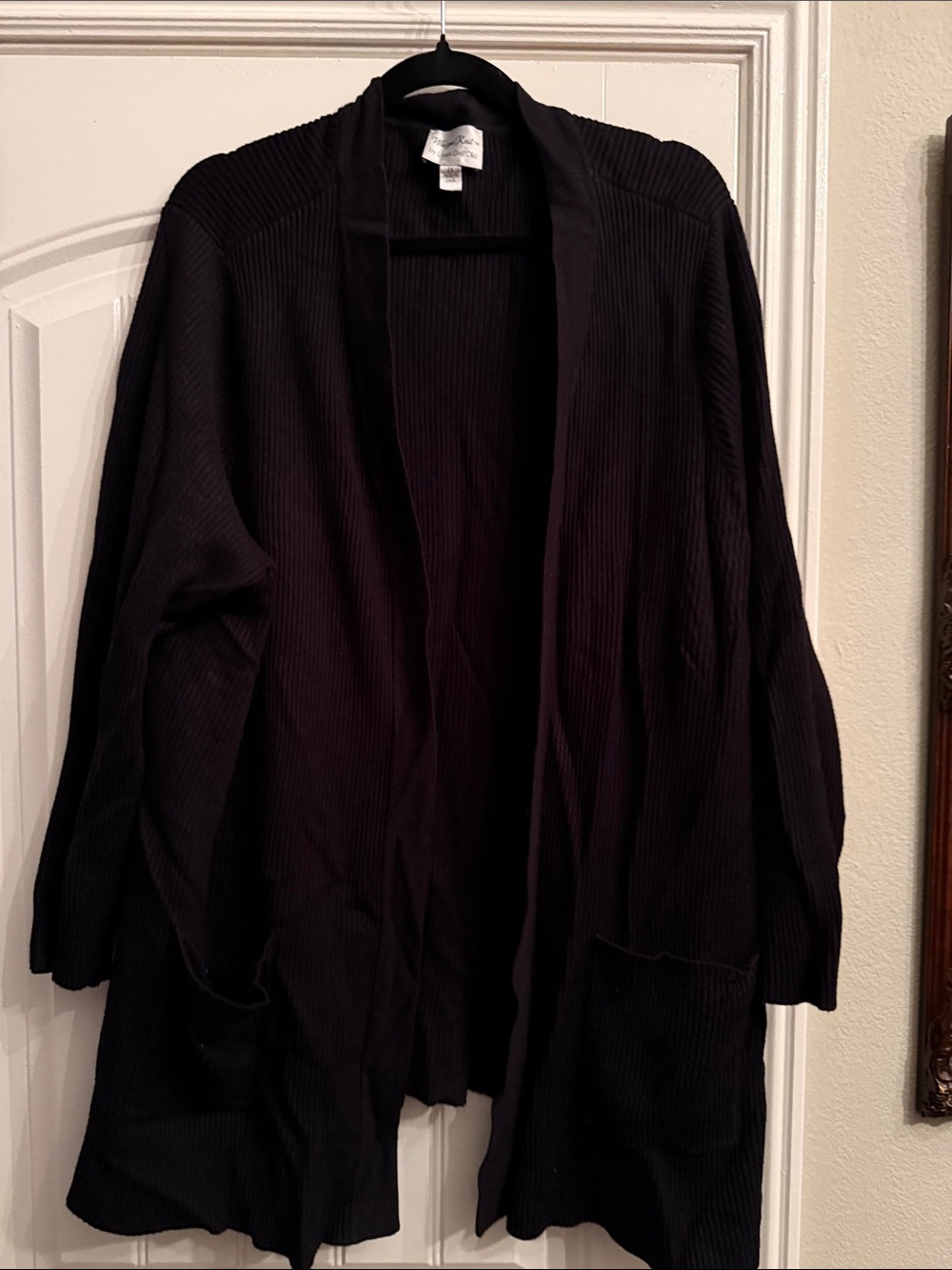 Open-Front Ribbed Cardigan Sweater - Black